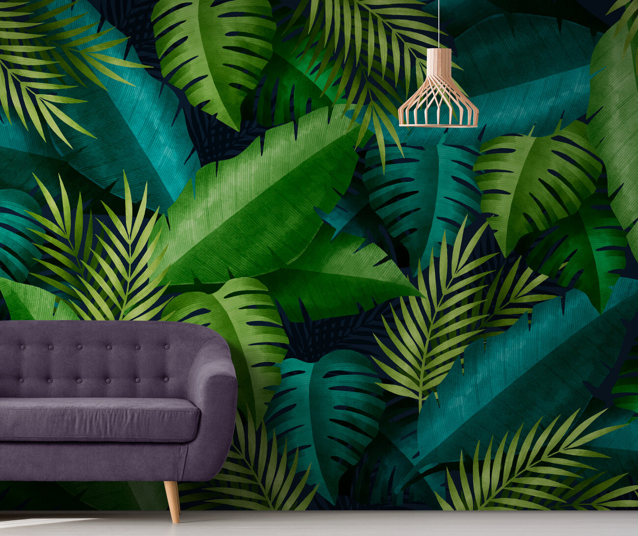 papier peint feuillage palmier jungle tropicale