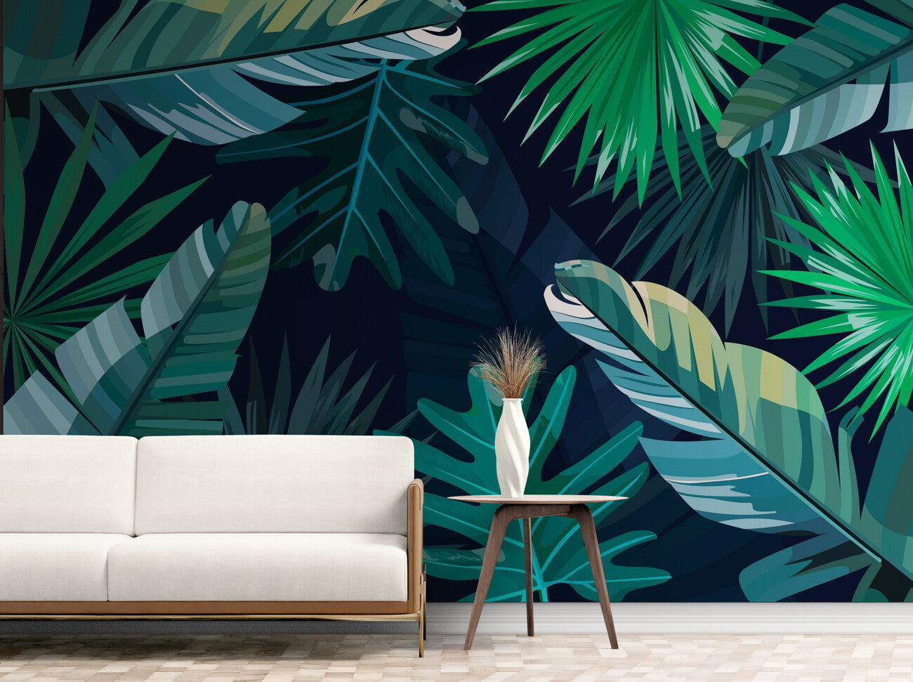 Papier peint feuillage palmier tropical