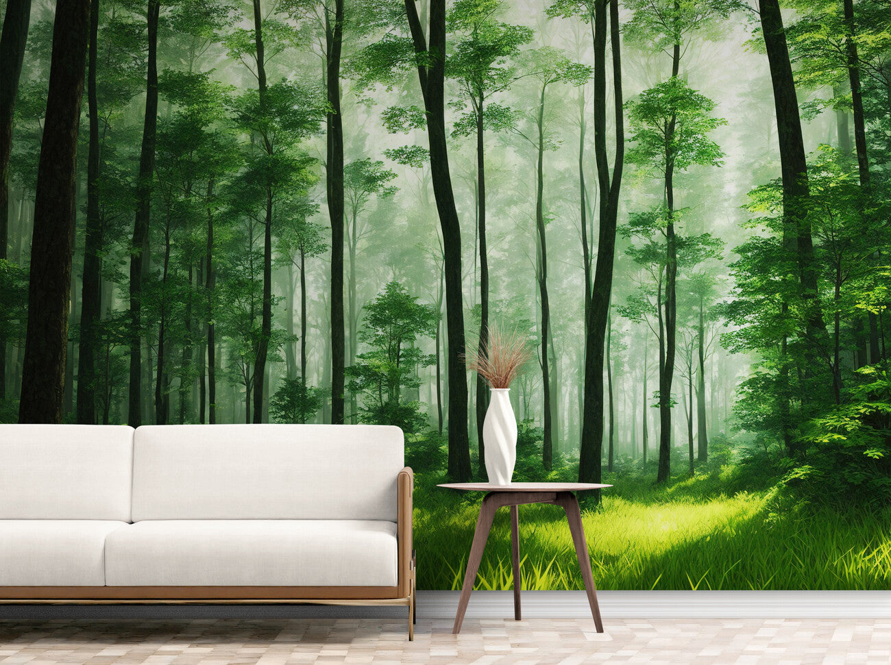 Papier peint forêt verdoyante