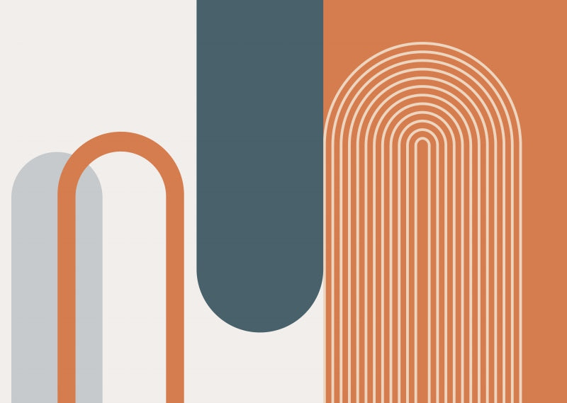Papier‎ peint‎ motifs‎ géométriques‎ nordique‎ bleu‎ et‎ orange