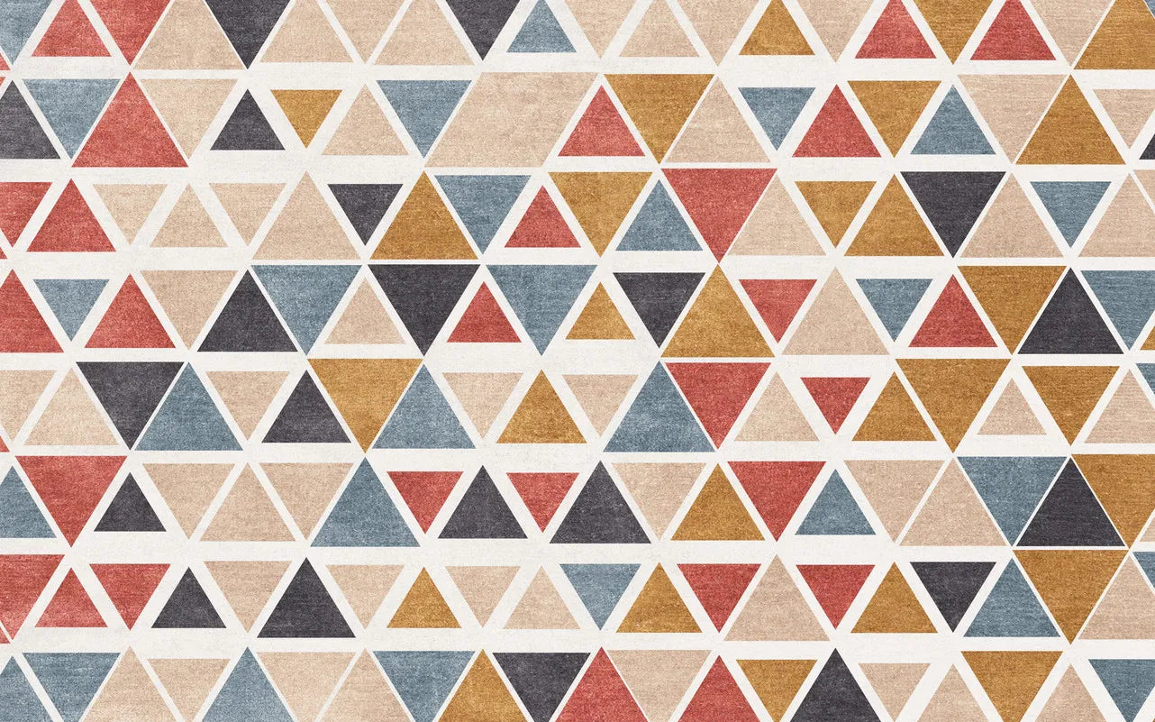 Papier‎ peint‎ motifs‎ géométriques‎ bleu,‎ rouge,‎ jaune‎ et‎ marron