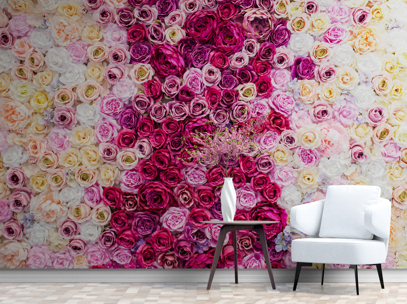 Papier peint 3D floral rose