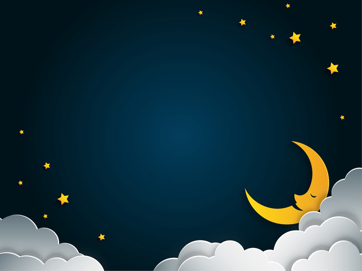Papier peint enfant lune et nuages qui dorment