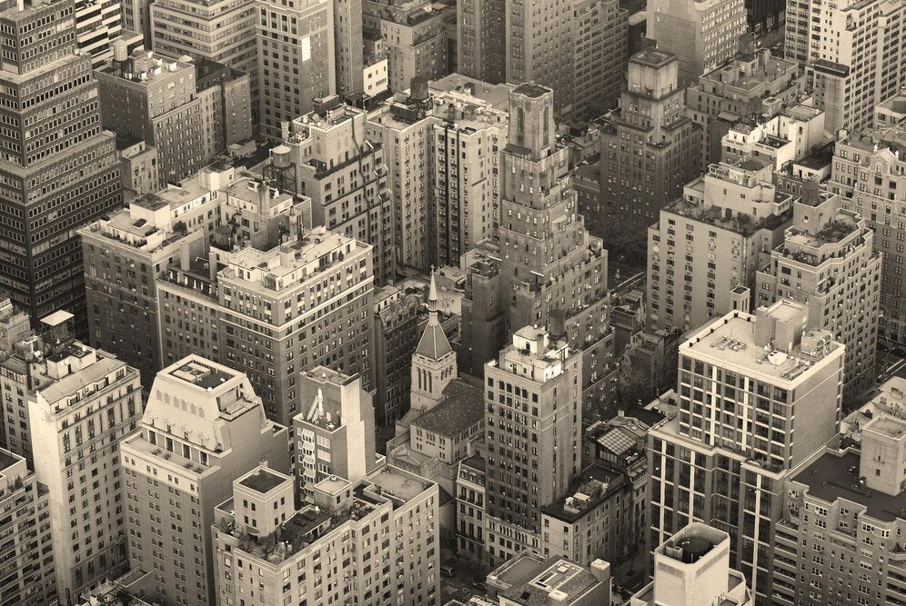 Papier peint dessin buildings new york vue du ciel