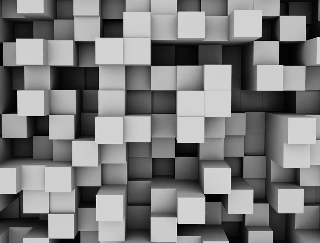 Papier‎‎ peint‎‎ 3D‎‎ cubes‎‎ noir‎‎ et‎‎ blanc