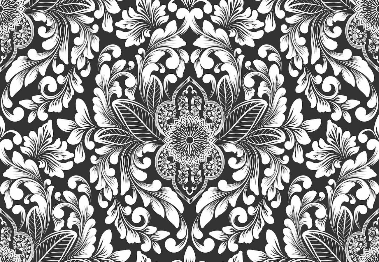 Papier‎‎ peint‎‎ baroque‎‎ noir‎‎ et‎‎ blanc