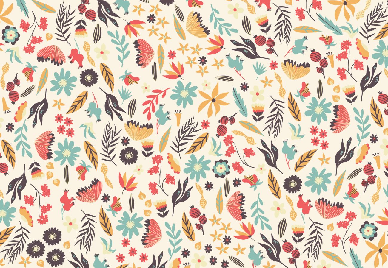 Papier‎ peint‎ style‎ bohème‎ en‎ fleurs