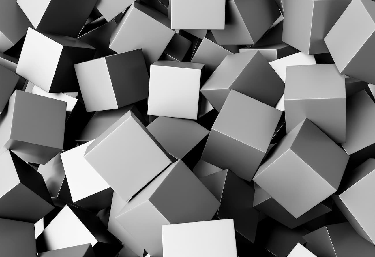 Papier‎‎ peint‎‎ 3D‎‎ cubes‎‎ géométriques‎‎ gris
