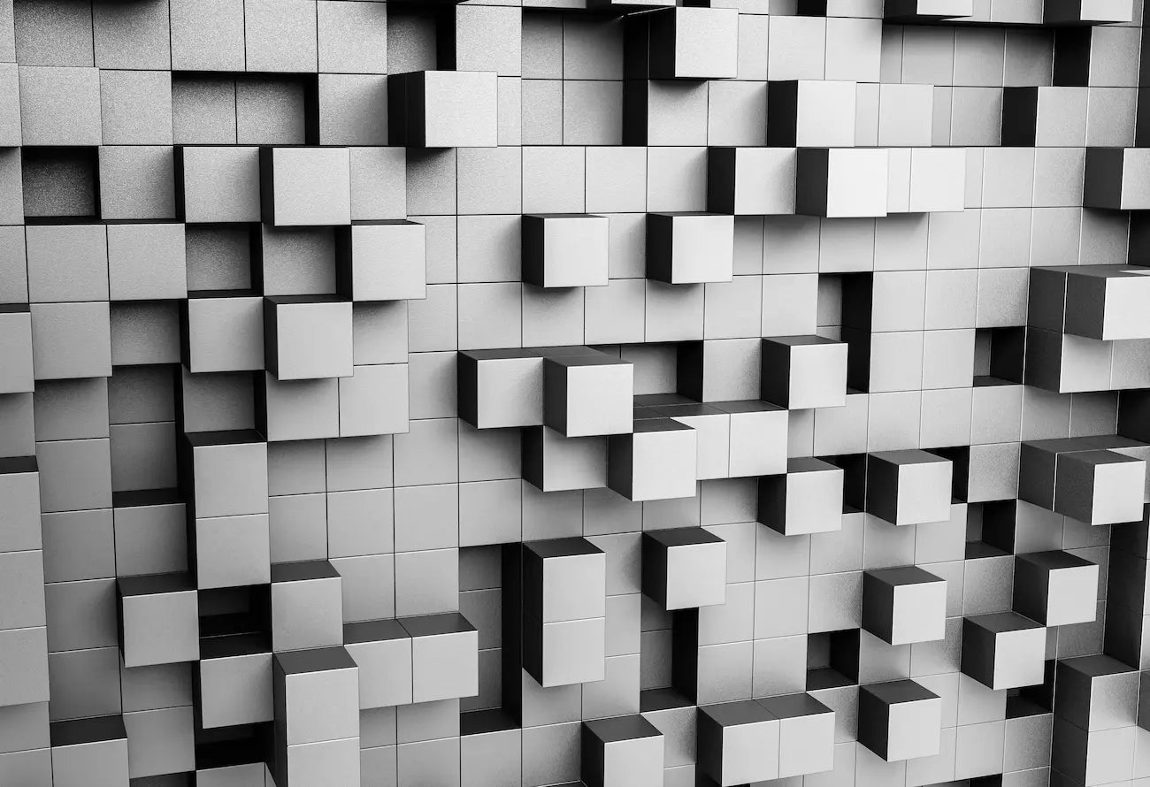 Papier‎‎ peint‎‎ 3D‎‎ cubes‎‎ géométriques‎‎ gris‎‎ clair