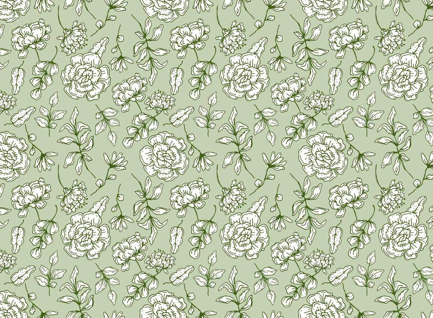 Papier‎ peint‎ fleuri‎ vintage‎ vert