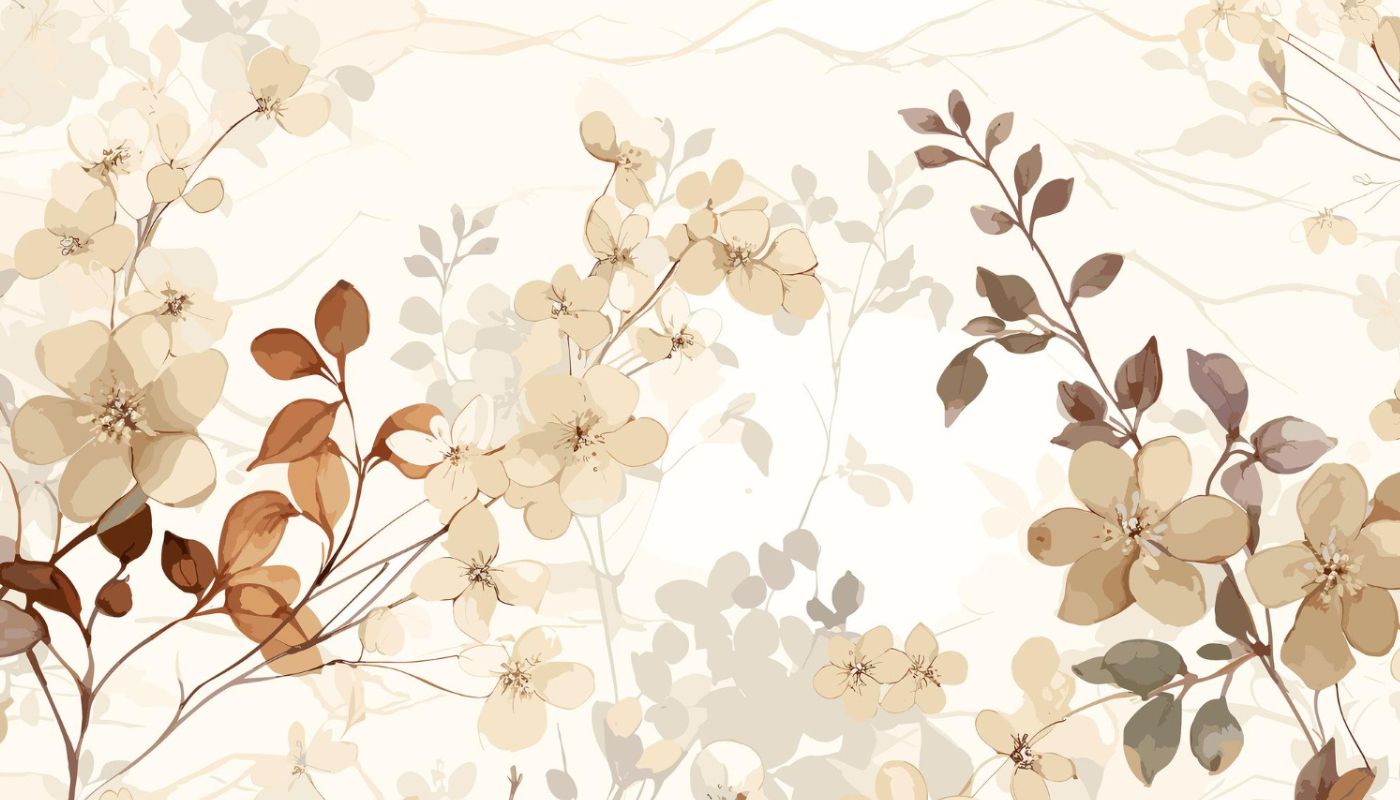 Papier peint fleurs beige