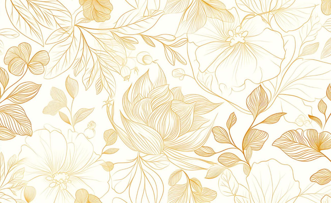 Papier peint fleurs dorées