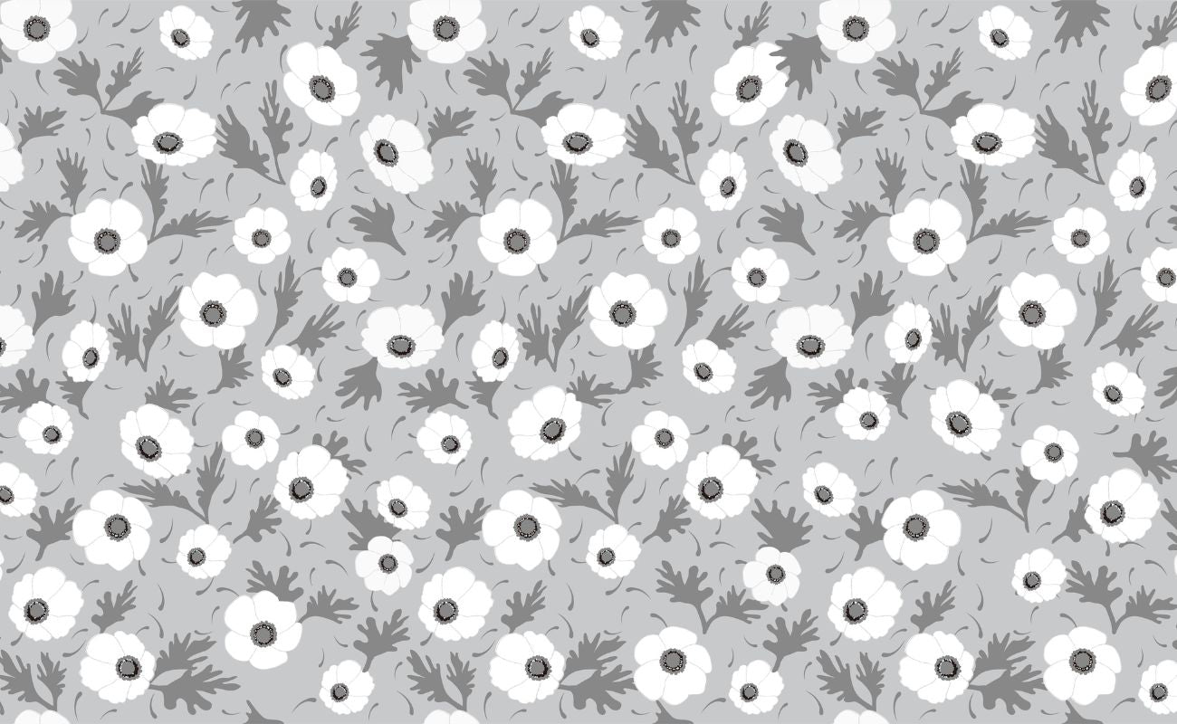 Papier‎ peint‎ fleurs‎ sur‎ fond‎ gris