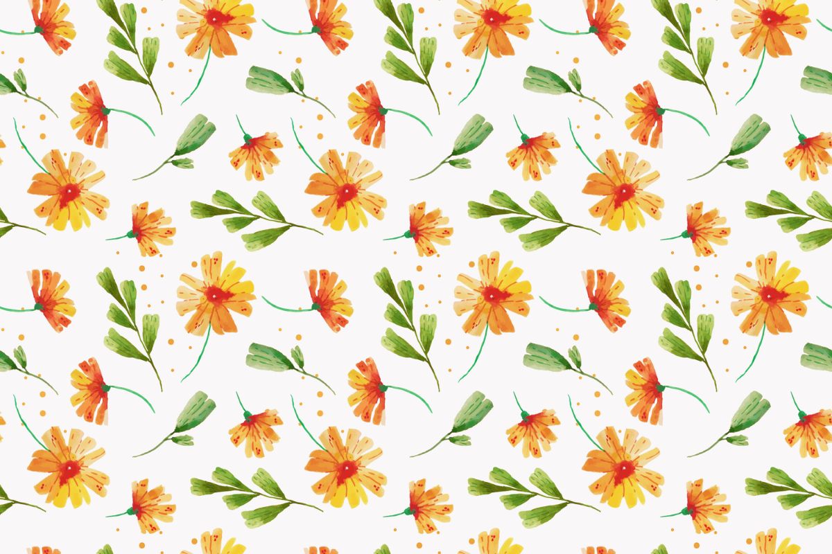 Papier‎ peint‎ fleurs‎ oranges