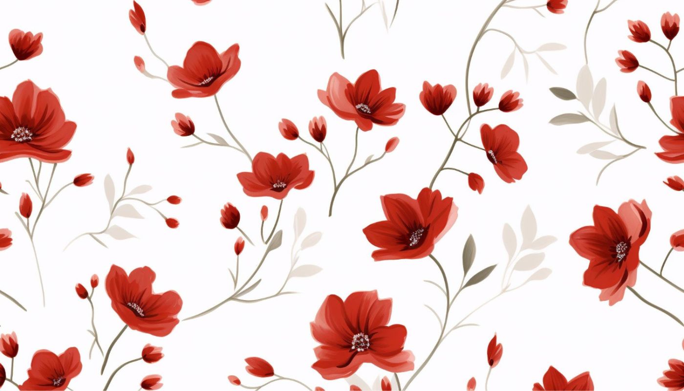 Papier peint fleurs rouges