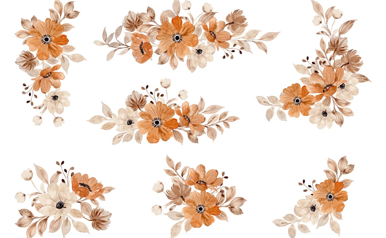 Papier‎ peint‎ fleurs‎ terracotta