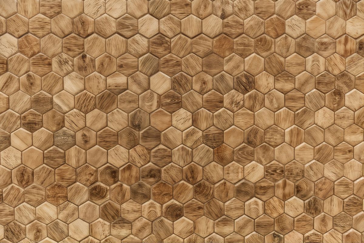 Papier‎‎ peint‎‎ hexagones‎‎ bois