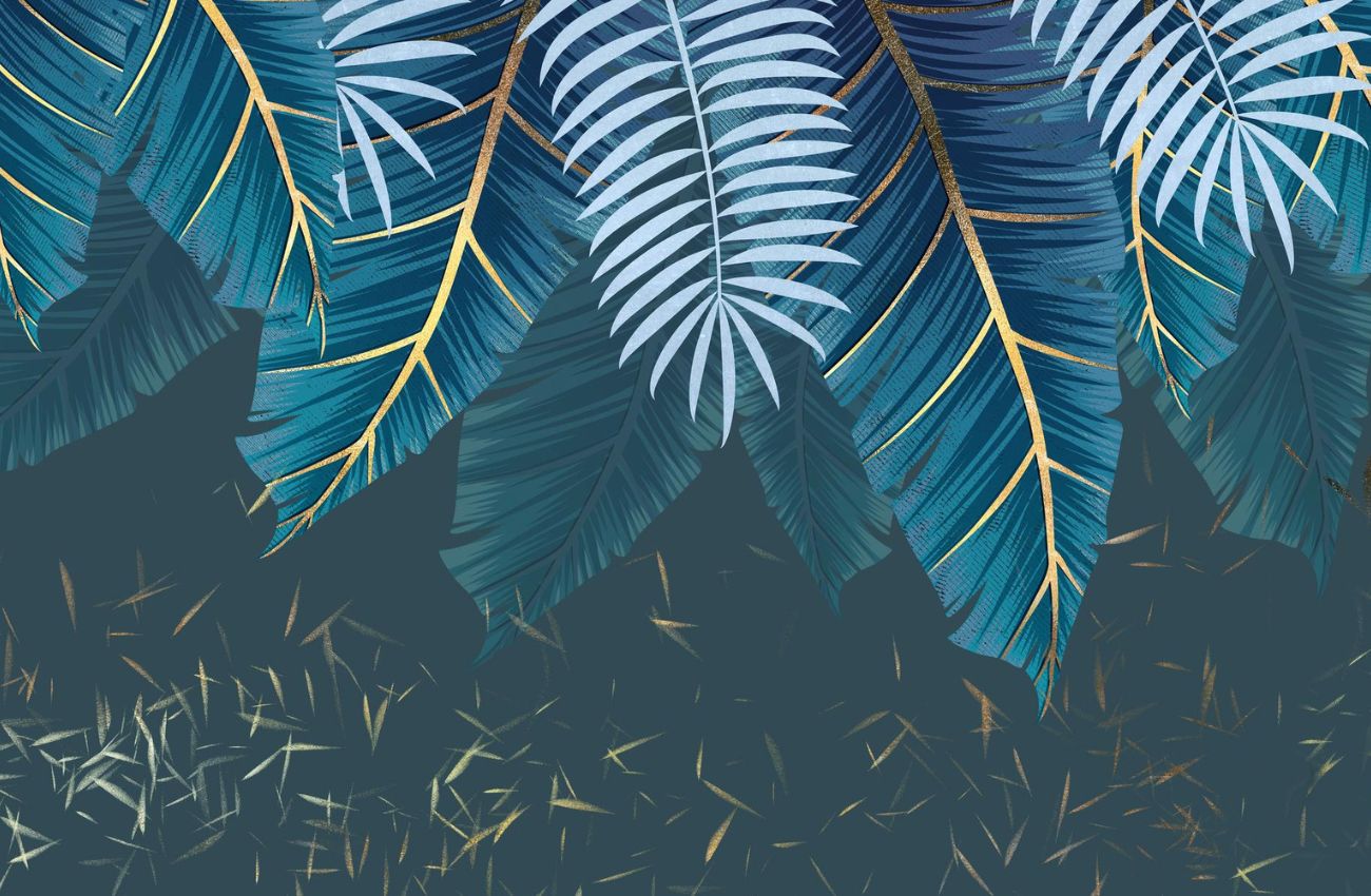 Papier‎ peint‎ jungle‎ bleu‎ canard