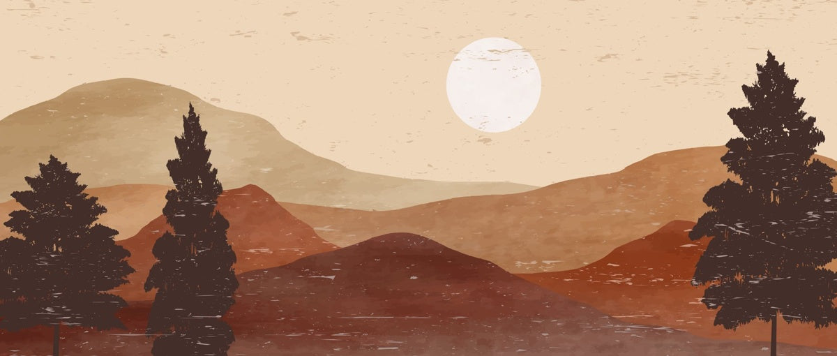 Papier peint montagne terracotta et marron chocolat