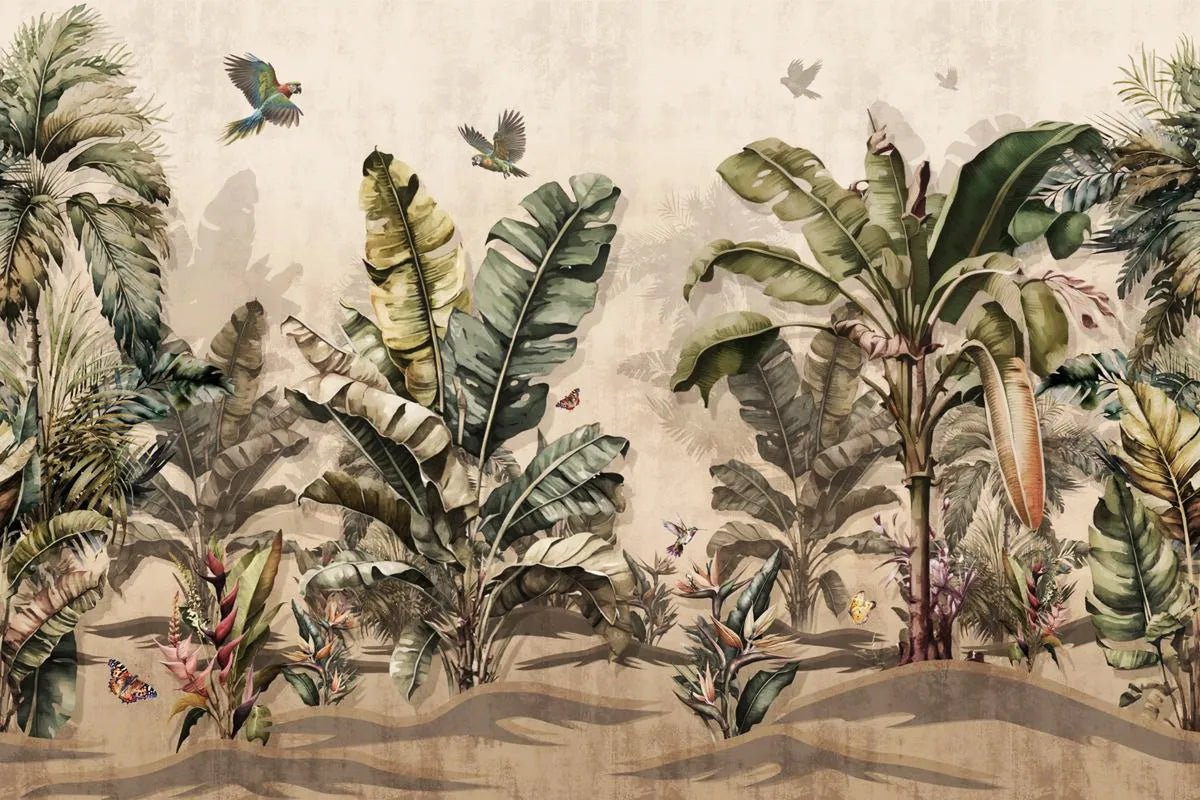 Papier peint panoramique jungle tropicale vintage
