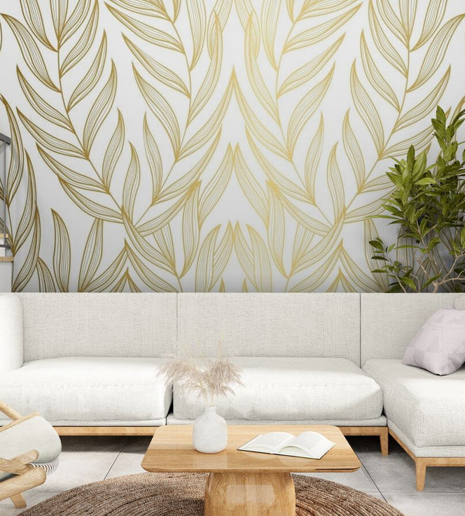 Papier Peint Feuillage Doré