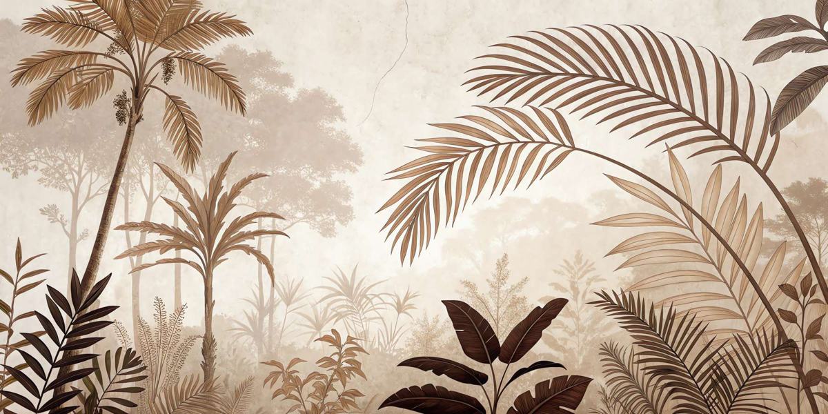 Papier peint panoramique jungle terracotta