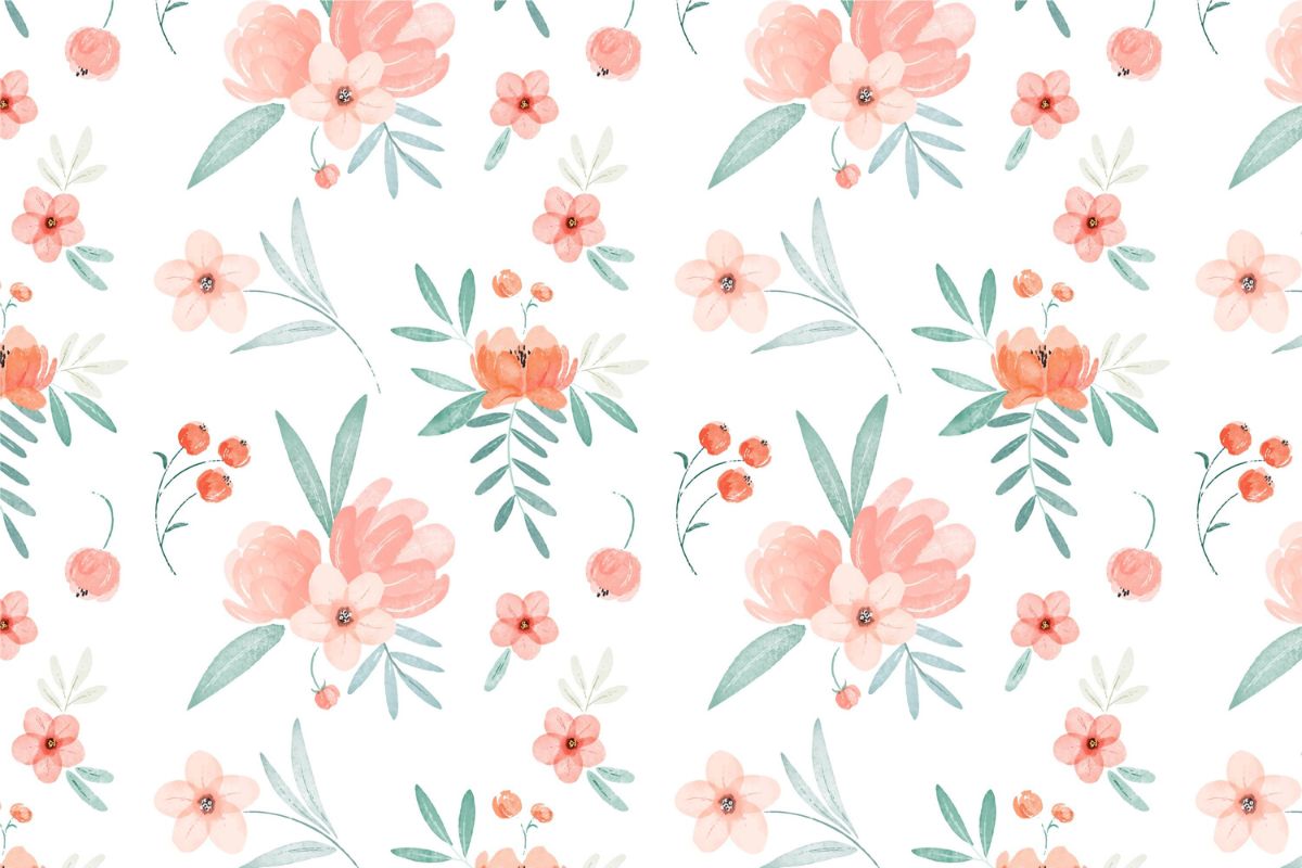 Papier‎ peint‎ rose‎ poudré‎ fleurs