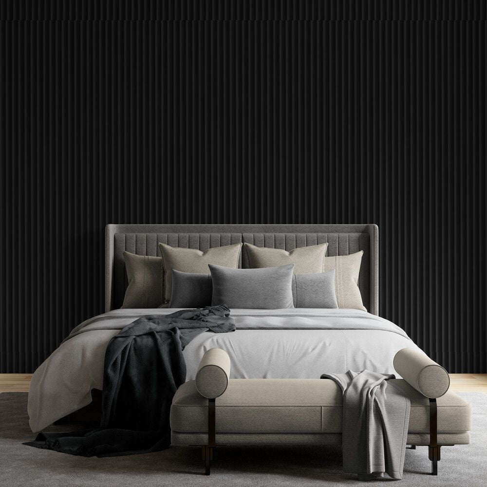 Papier peint tête de lit noir tapisserie chambre