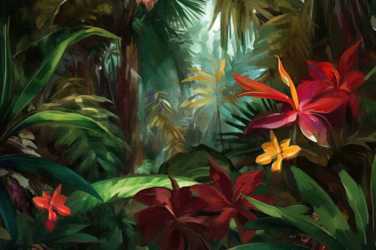 Papier peint panoramique plantes tropicales