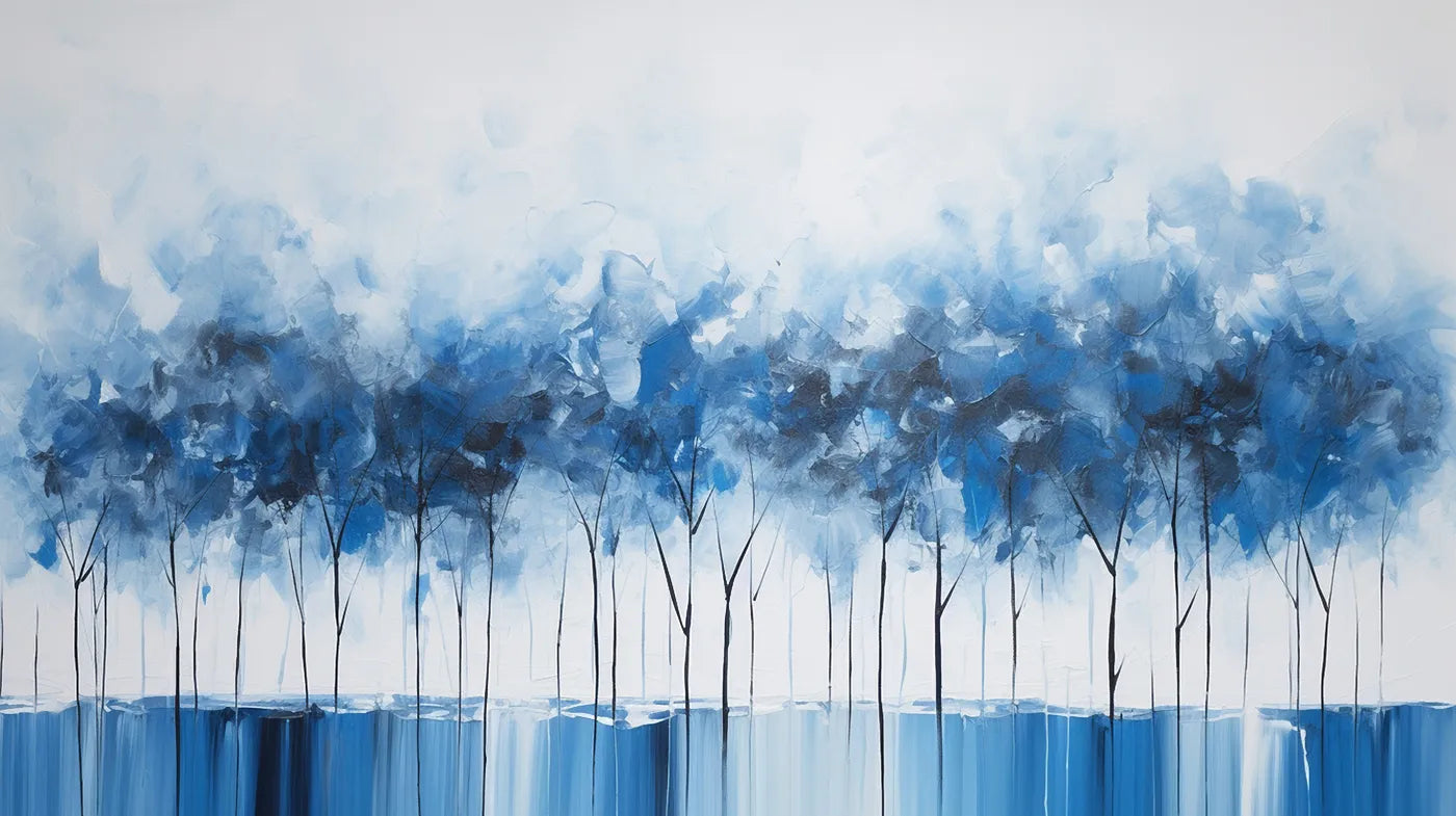 Papier peint paysage art abstrait bleu