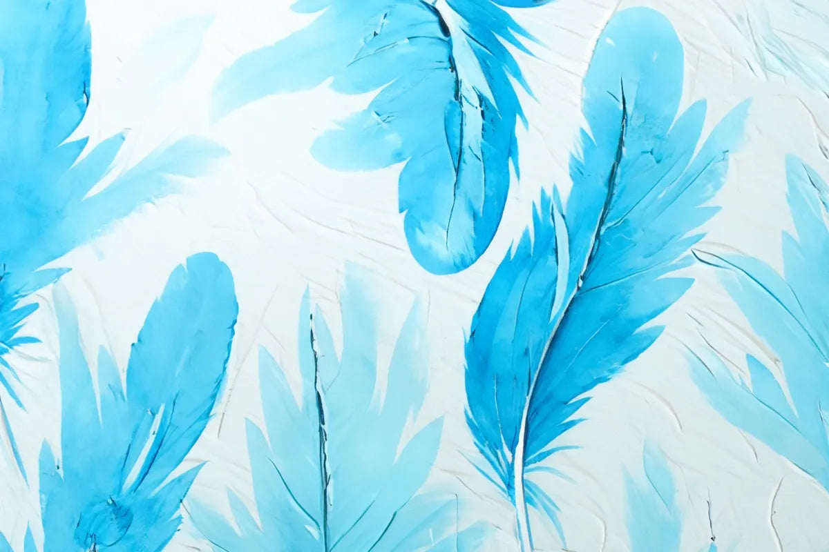 Papier‎ peint‎ plume‎ bleue‎ vintage