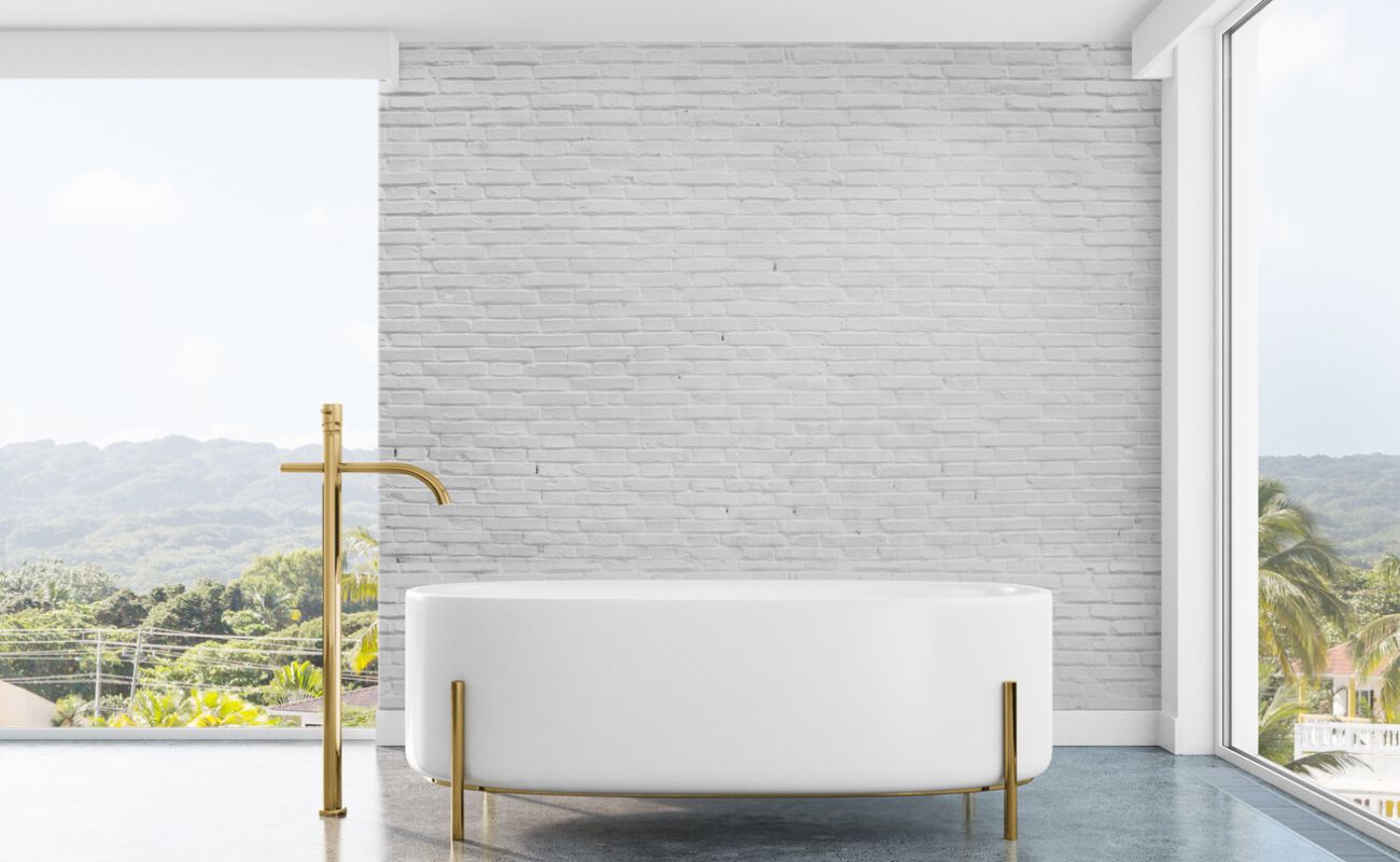 tapisserie Papier peint brique moderne salle de bain