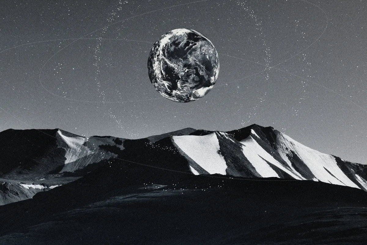 Papier‎ peint‎ panoramique‎ noir‎ et‎ blanc‎ planète