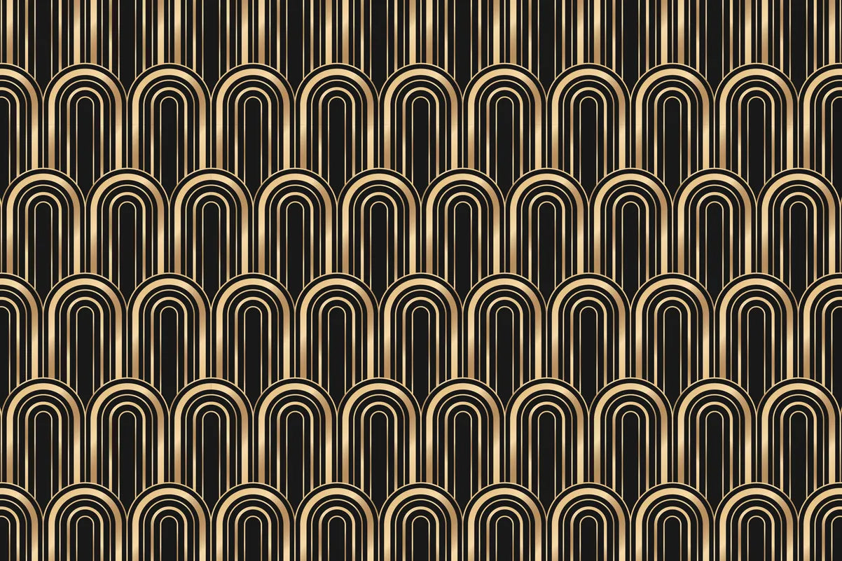 Papier‎ peint‎ motifs‎ géométriques‎ noir‎ et‎ doré