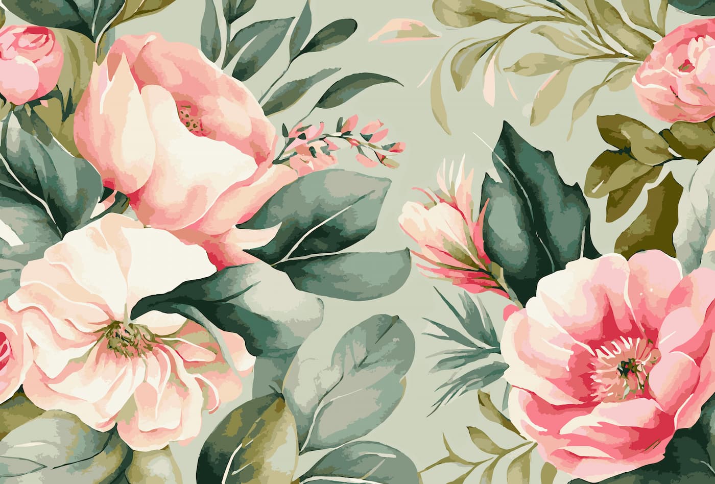 Papier peint floral vintage pastel