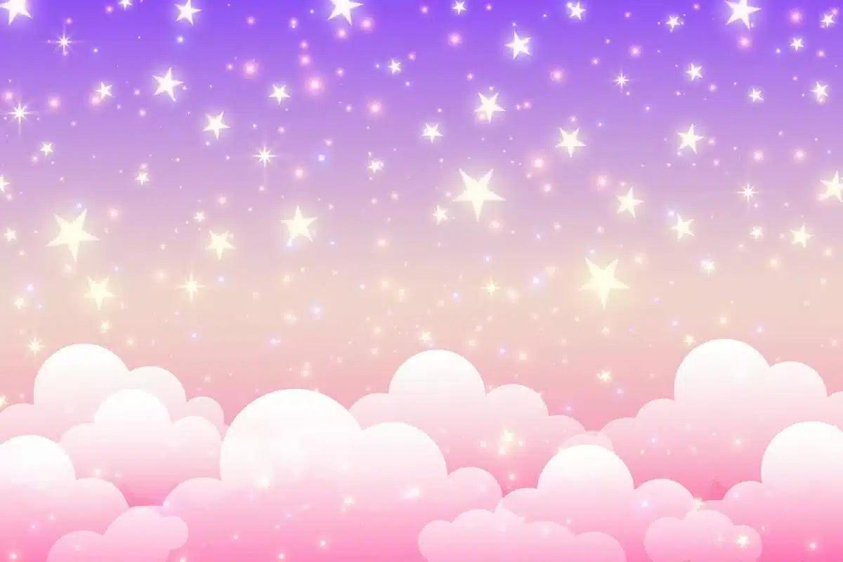 Papier‎ peint‎ enfant‎ nuages‎ roses‎ et‎ étoiles