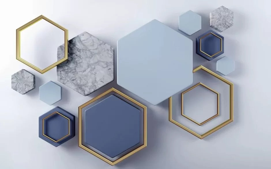 Papier‎‎ peint‎‎ 3D‎‎ géométrique‎‎ hexagone