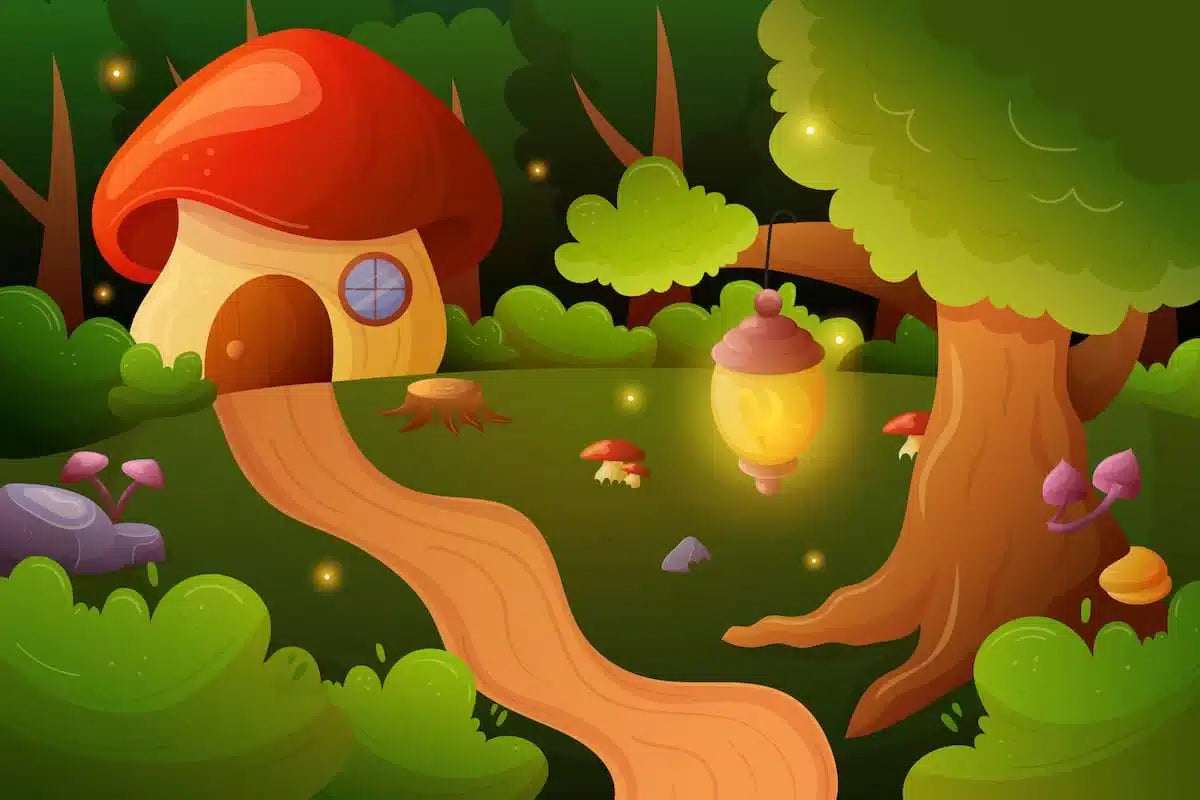 Papier‎ peint‎ enfant‎ maison‎ dans‎ la‎ forêt
