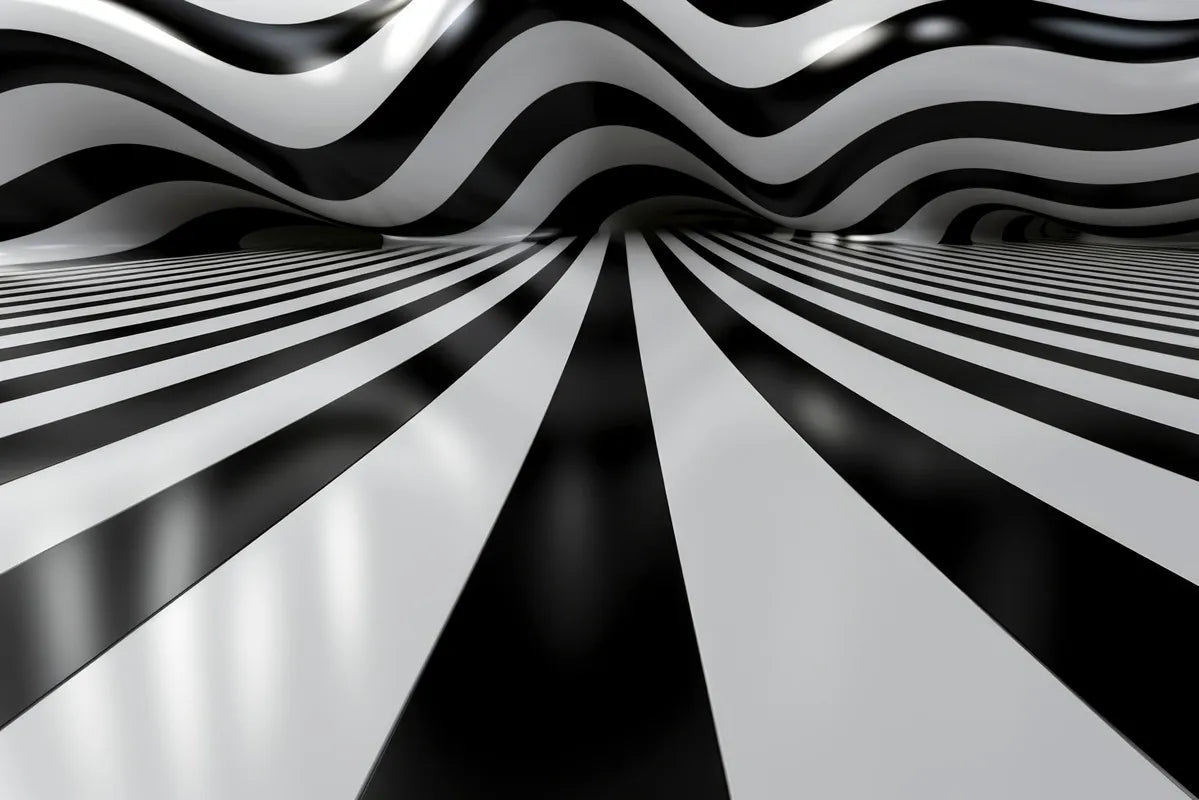 Papier peint noir et blanc illusion d'optique