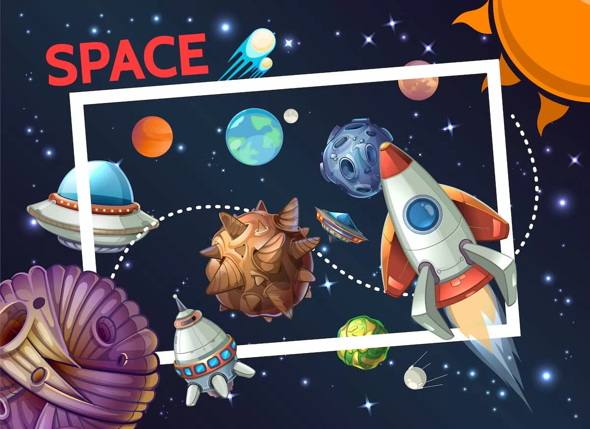 Papier‎ peint‎ enfant‎ fusée‎ et‎ navette‎ spatiale