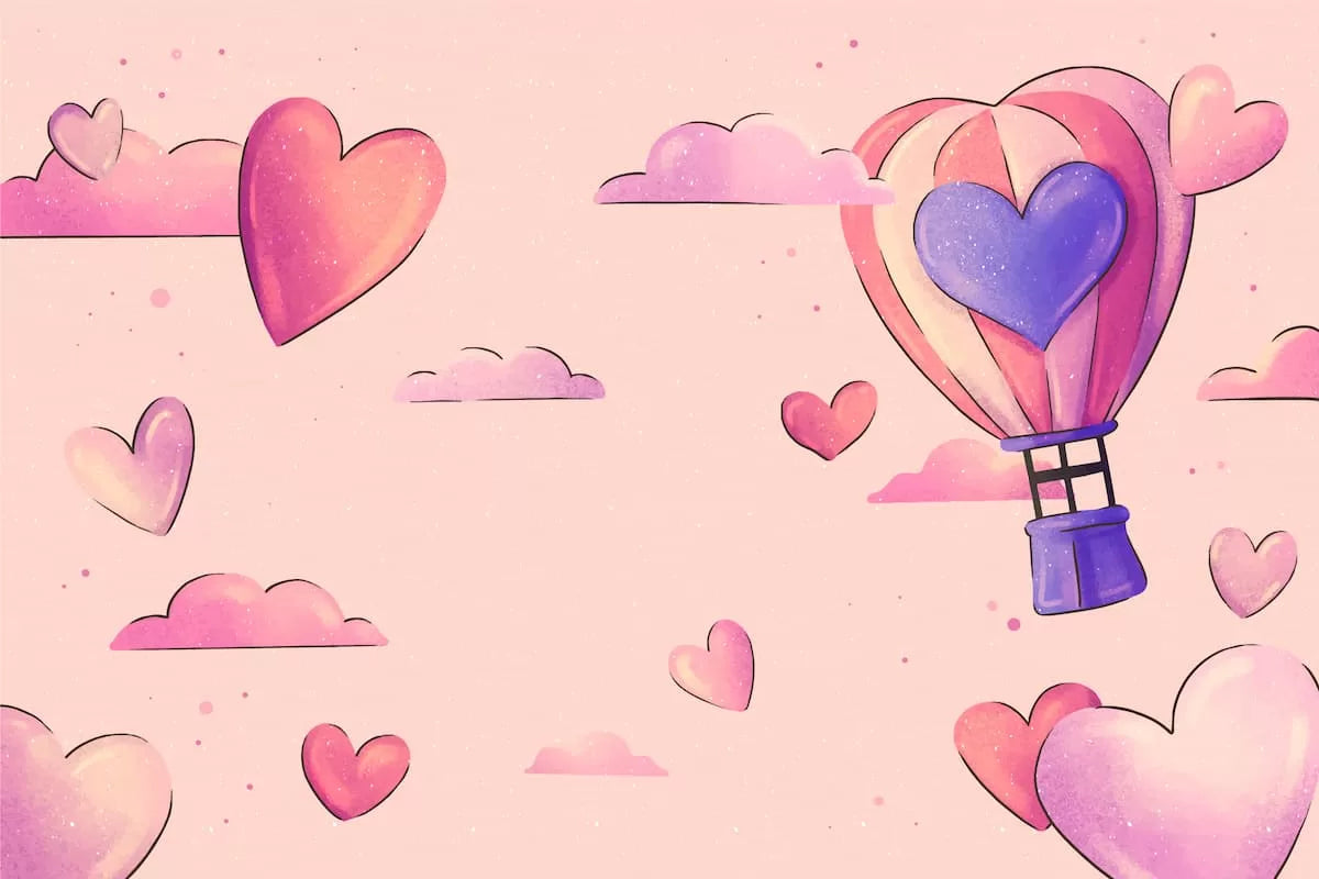 papier‎ peint‎ enfant‎ montgolfières‎ et‎ ciel‎ rose‎ étoilé