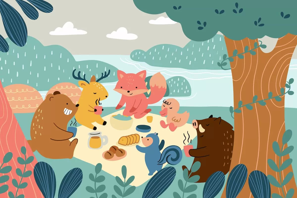 Papier‎ peint‎ enfant‎ scandinave‎ forêt‎ et‎ animaux