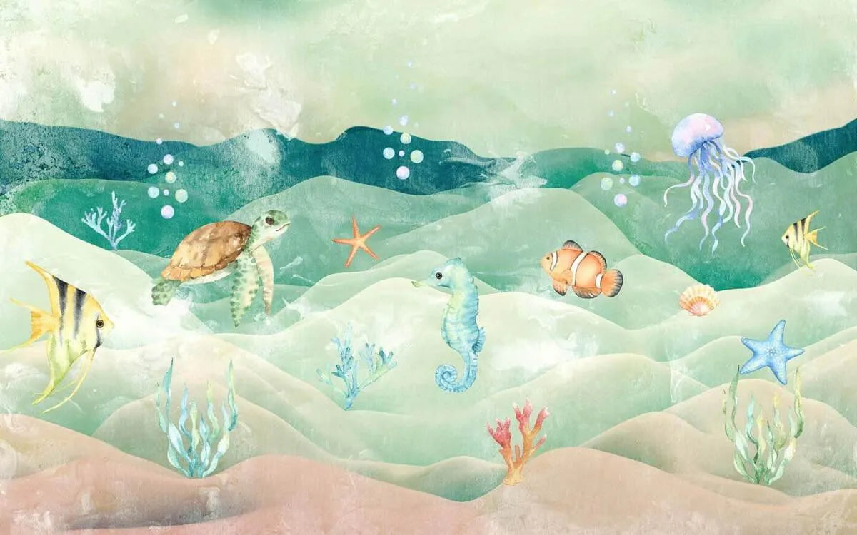 Papier peint enfant animaux marins