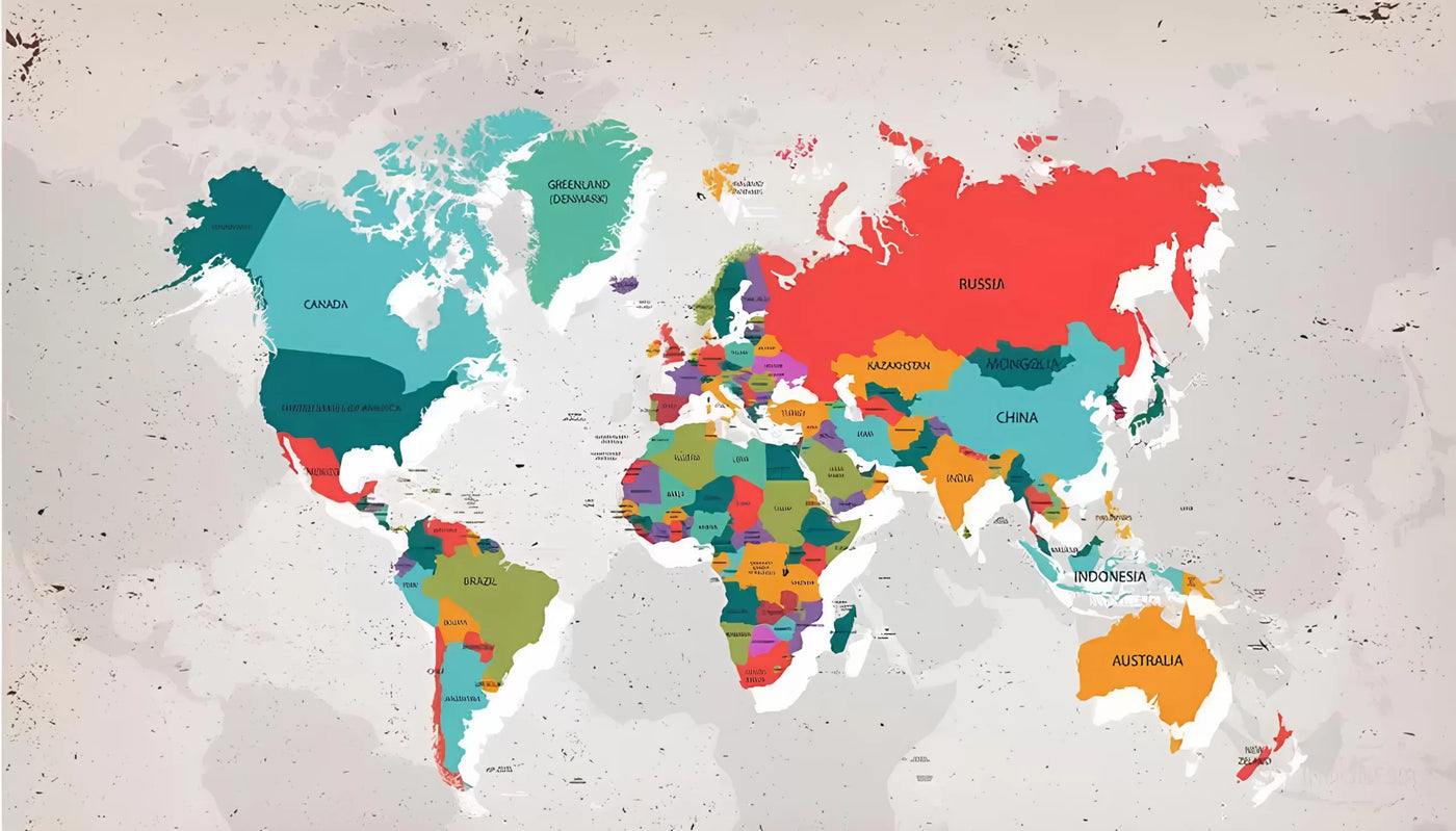 Papier‎ peint‎ carte‎ du‎ monde‎ en‎ couleur