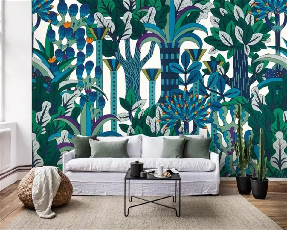 Papier peint abstrait forêt tropicale