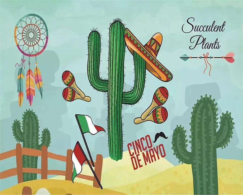 Papier‎ peint‎ enfant‎ cactus‎ mexique