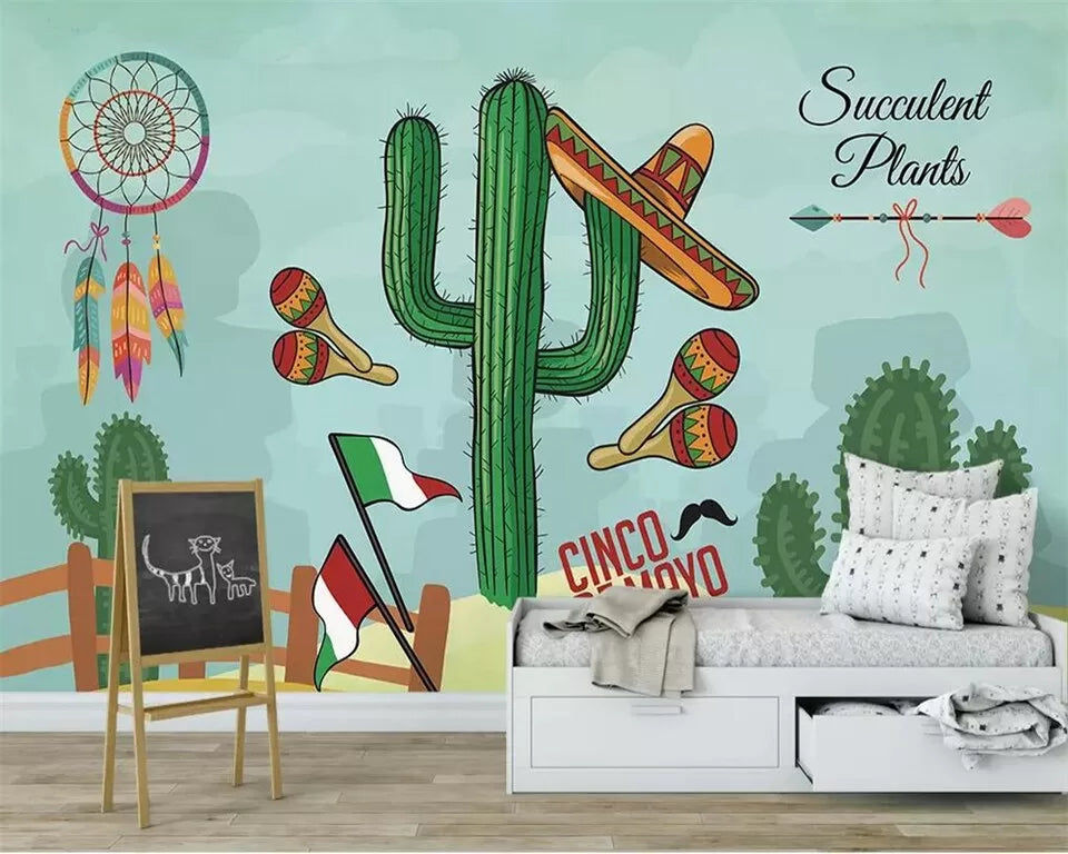 Papier peint enfant cactus mexique