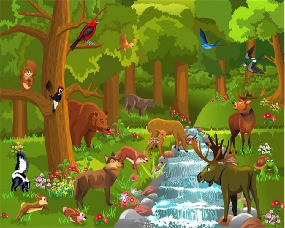 Papier‎ peint‎ enfant‎ animaux‎ de‎ la‎ forêt