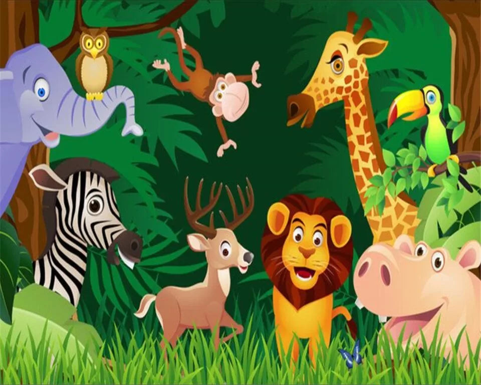 Papier peint enfant animaux de la jungle