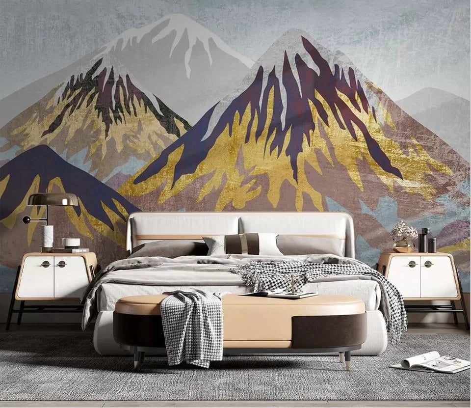 Papier peint abstrait montagnes enneigées